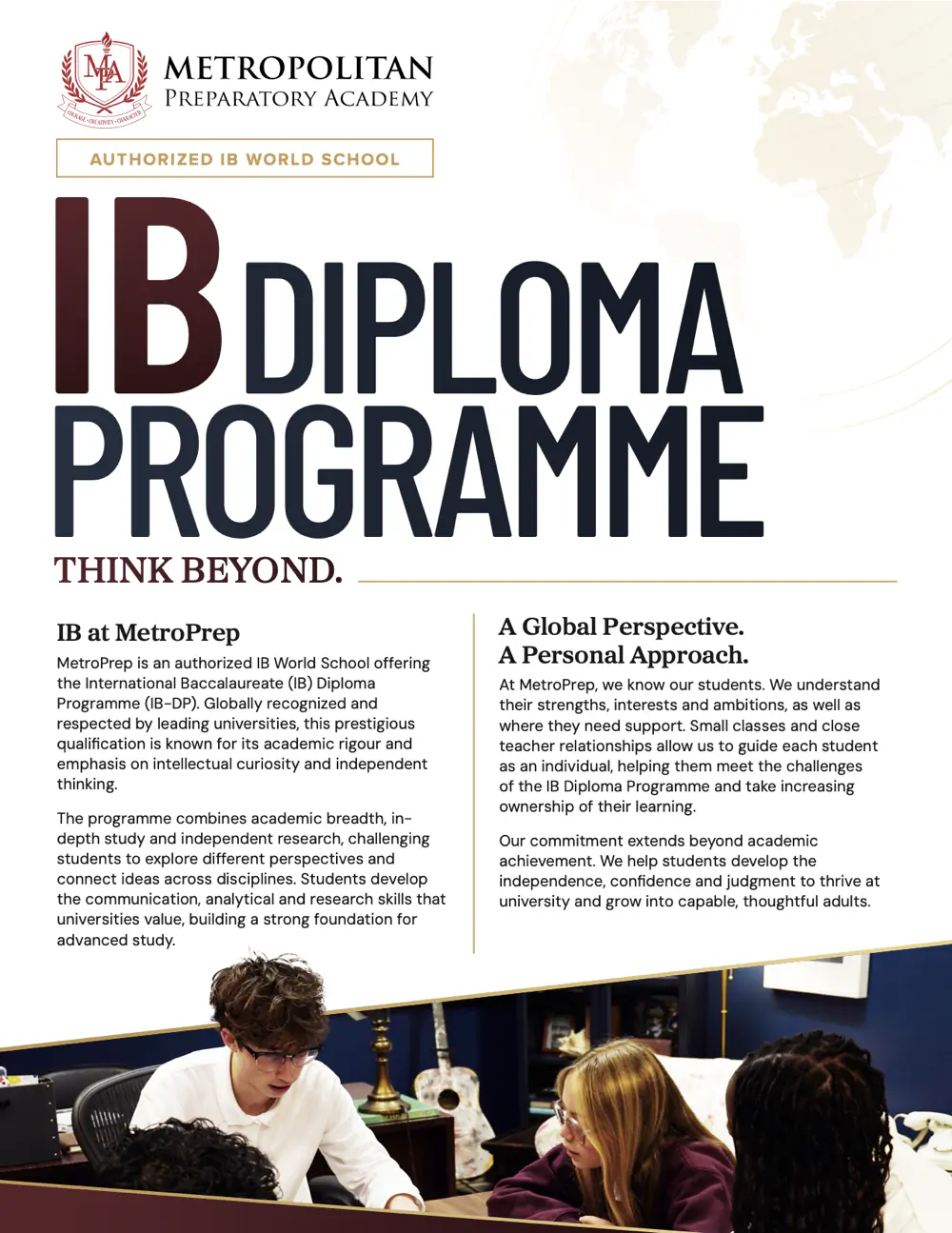 Cover Of Metropolitan Preparatory Academy'S Ib Diploma Programme Brochure.